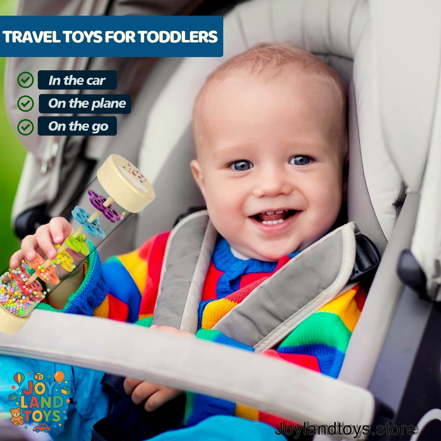Joy Land Toys – Wooden Rainmaker Rattle Toy for Babies (6–12 Months) | Montessori Sensory Sound Toy