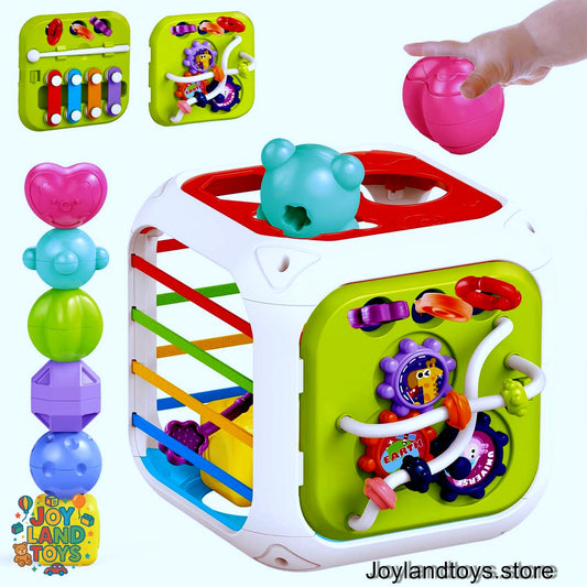 Joy Land Toys – Montessori Shape Sorter &amp; Sensory Baby Activity Cube (Educational Toy for 1–2 Year Olds)