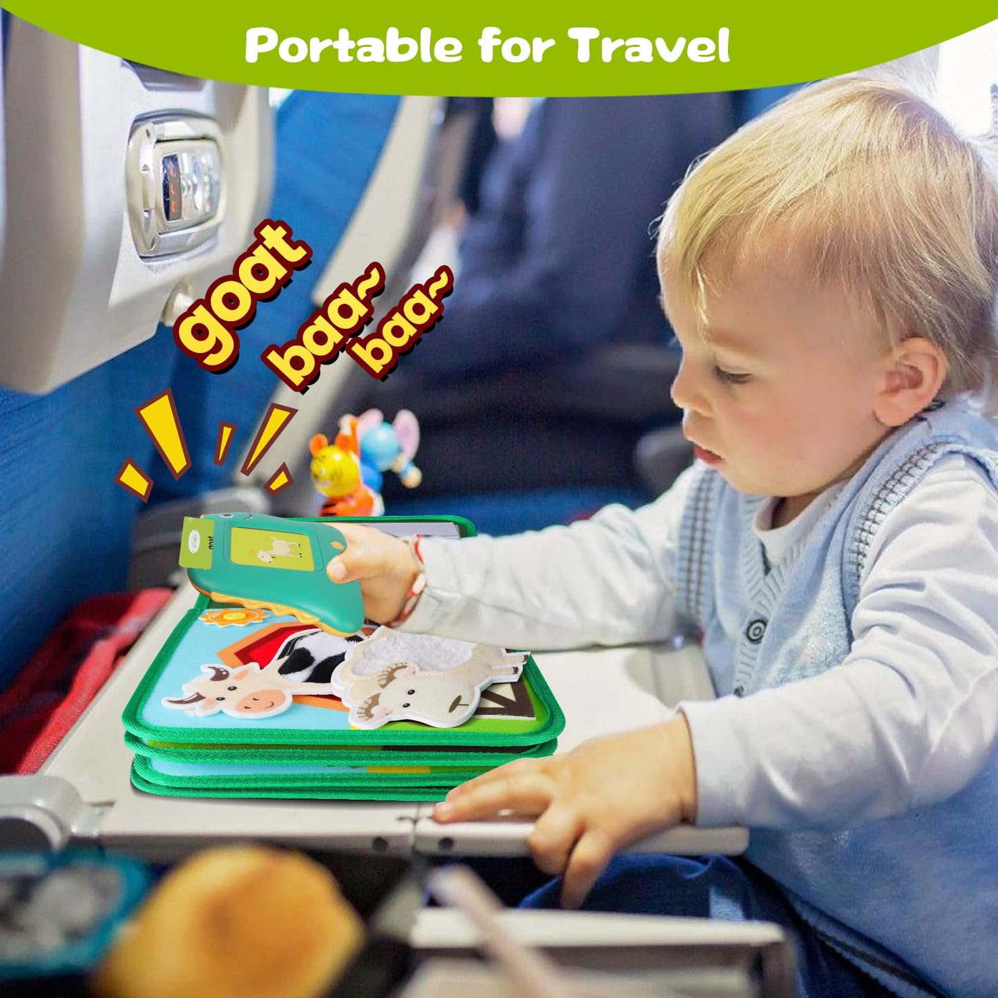Quanquer Montessori Busy Book for Toddlers 1-3 - Farm Animal Sensory Busy Board for 1 Year Old Boys and Girls, Educational Travel Toy for Airplane Car Activities, Birthday Christmas Toddler Gifts