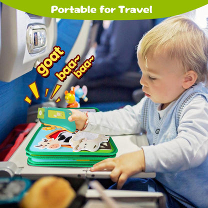 Quanquer Montessori Busy Book for Toddlers 1-3 - Farm Animal Sensory Busy Board for 1 Year Old Boys and Girls, Educational Travel Toy for Airplane Car Activities, Birthday Christmas Toddler Gifts