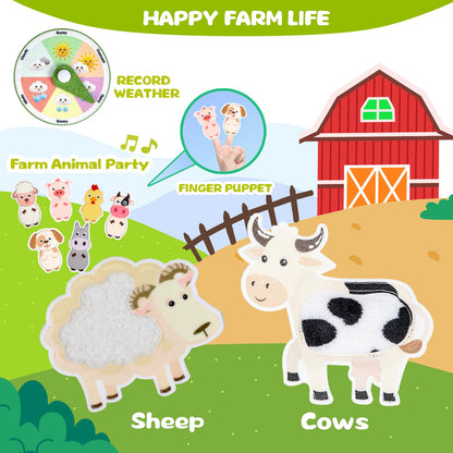 Quanquer Montessori Busy Book for Toddlers 1-3 - Farm Animal Sensory Busy Board for 1 Year Old Boys and Girls, Educational Travel Toy for Airplane Car Activities, Birthday Christmas Toddler Gifts