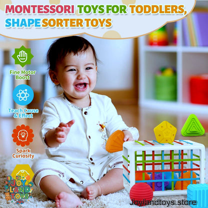 Joy Land Toys – Montessori Shape Sorter &amp; Sensory Baby Activity Cube (Educational Toy for 1–2 Year Olds)