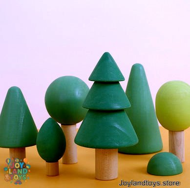 Joy Land Toys Wooden Building Block Set – 12-Piece Hand-Painted Natural Pine Toys