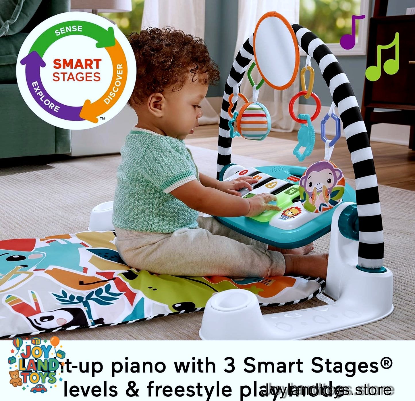 Joy Land Toys – Newborn Baby Gym with 4 Ways to Play | Musical Activity Playmat with Lights, Sounds &amp; Learning Fun