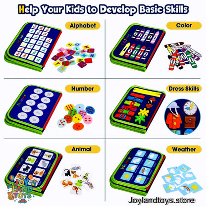 Joy Land Toys Montessori Busy Board for Toddlers – 26-in-1 Educational Learning Toy