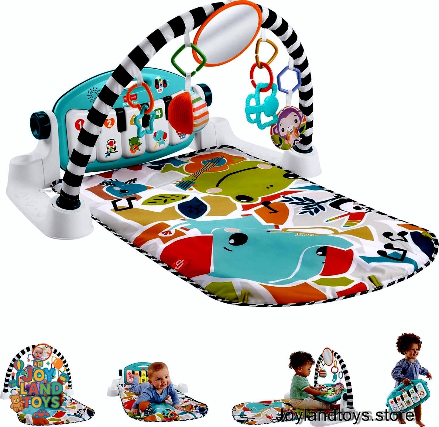 Joy Land Toys – Newborn Baby Gym with 4 Ways to Play | Musical Activity Playmat with Lights, Sounds &amp; Learning Fun