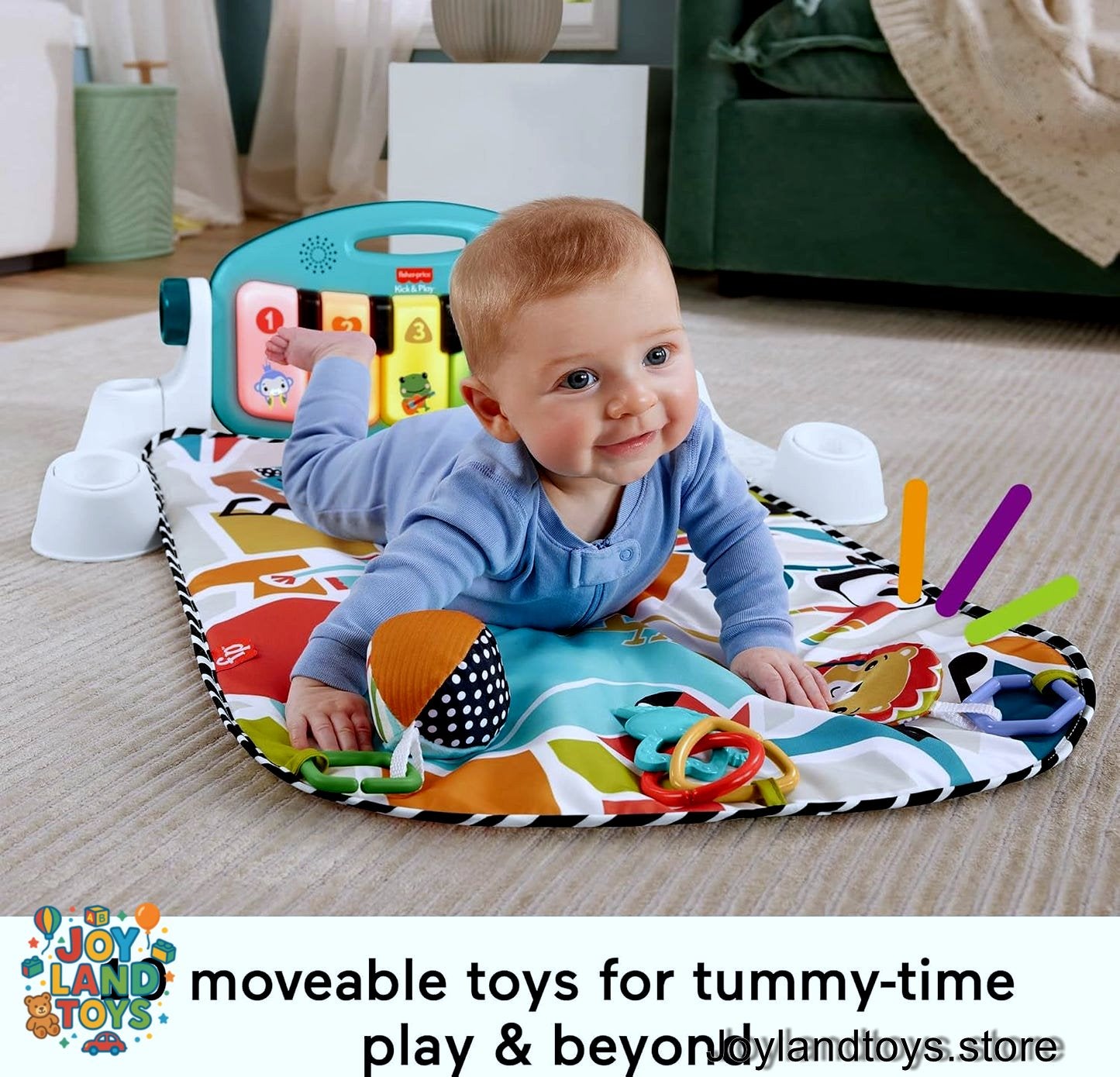 Joy Land Toys – Newborn Baby Gym with 4 Ways to Play | Musical Activity Playmat with Lights, Sounds &amp; Learning Fun