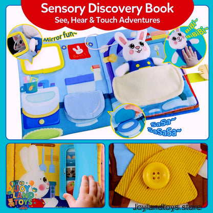 Joy Land Toys – 2-in-1 Interactive Set: Busy Book &amp; Always-There Bunny Friend