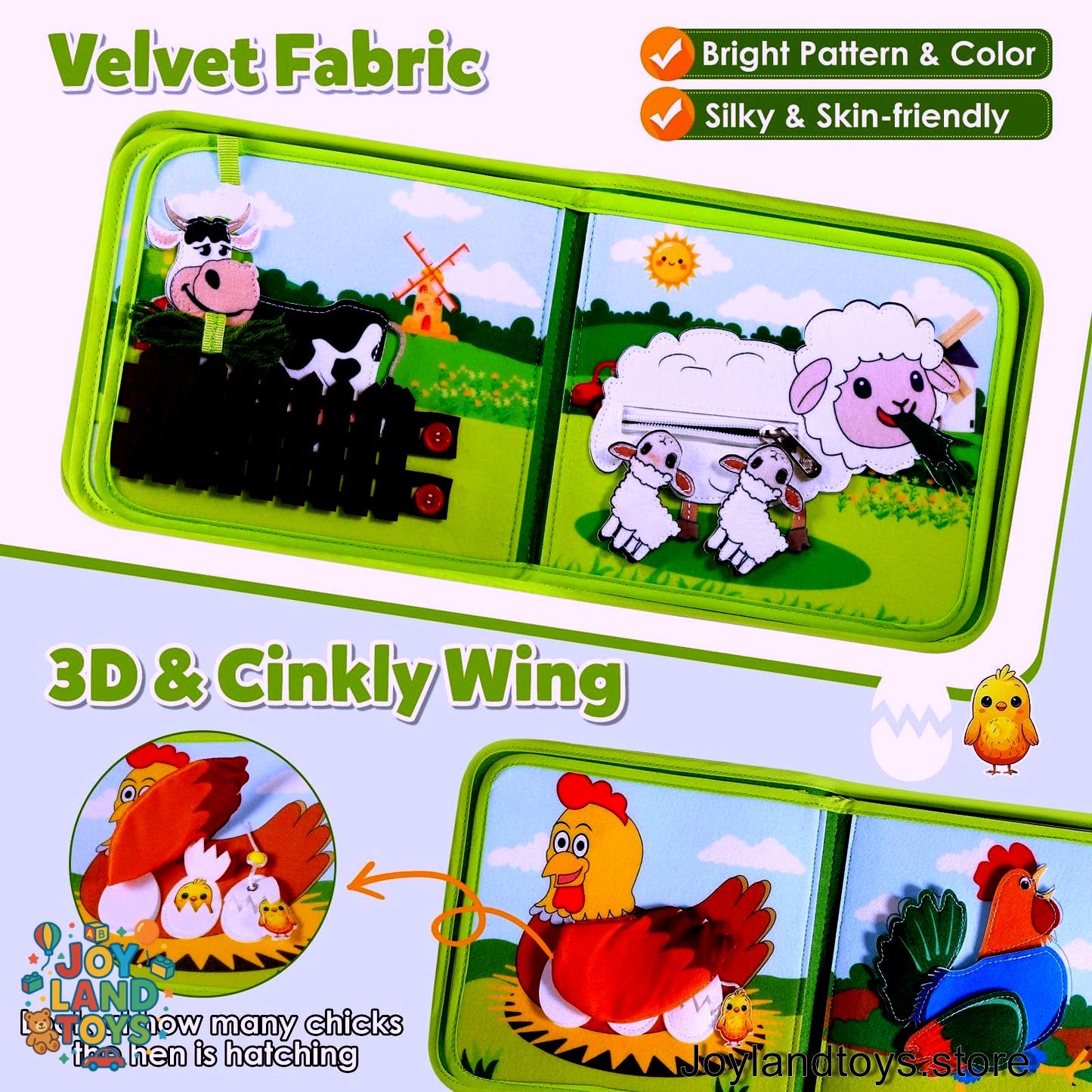 Joy Land Toys – 22-in-1 Montessori Farm Busy Book for Toddlers (Ages 1–3)