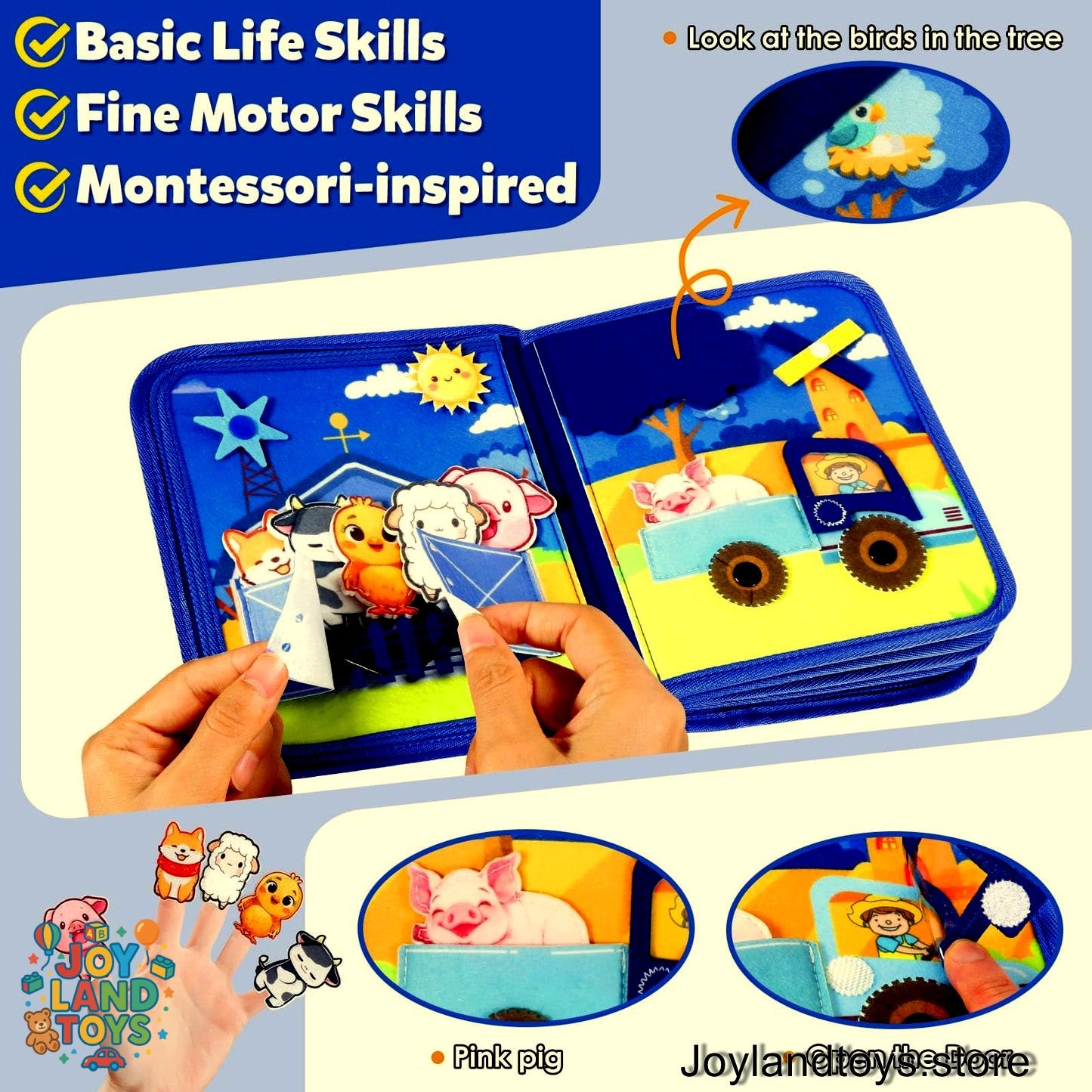 Joy Land Toys – 22-in-1 Montessori Farm Busy Book for Toddlers (Ages 1–3)