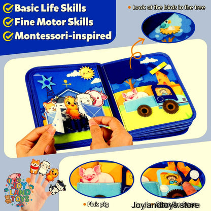 Joy Land Toys – 22-in-1 Montessori Farm Busy Book for Toddlers (Ages 1–3)