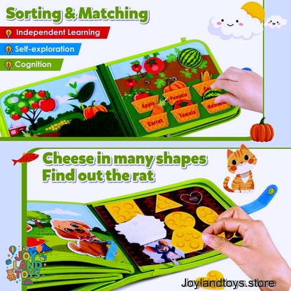 Joy Land Toys – 22-in-1 Montessori Farm Busy Book for Toddlers (Ages 1–3)