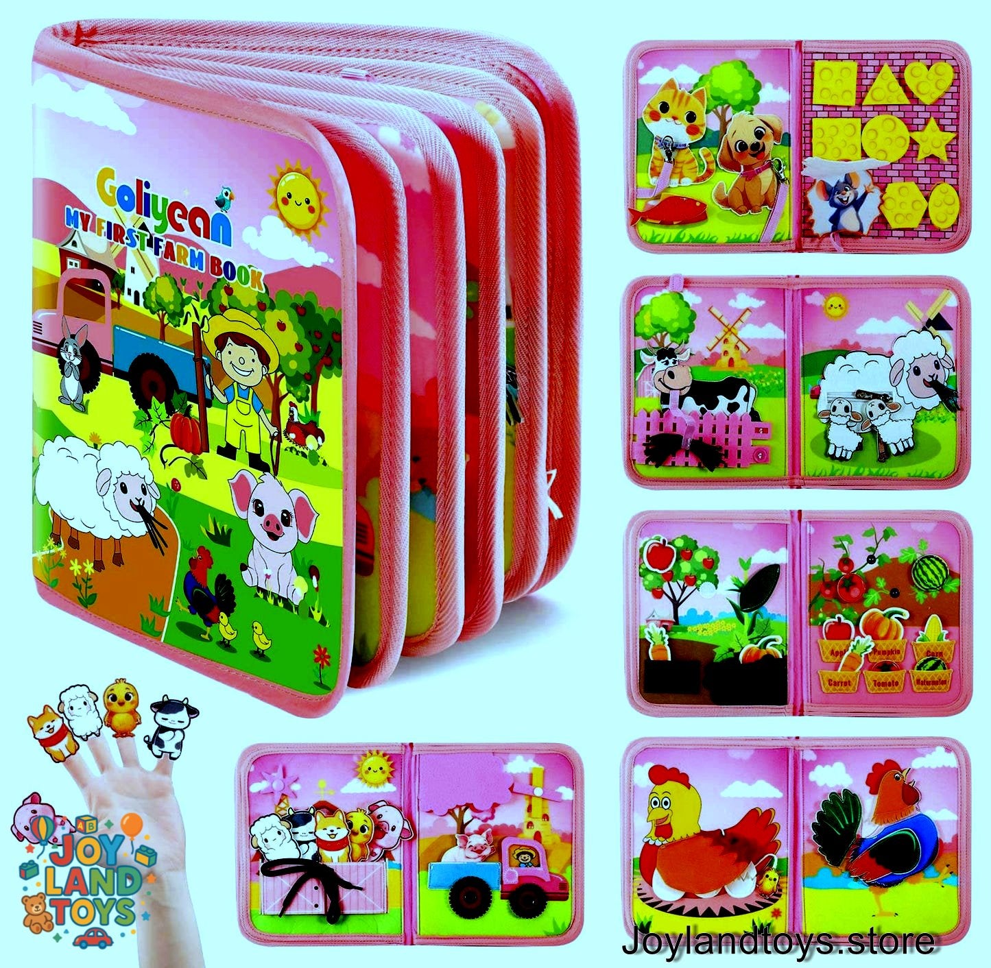 Joy Land Toys – 22-in-1 Montessori Farm Busy Book for Toddlers (Ages 1–3)