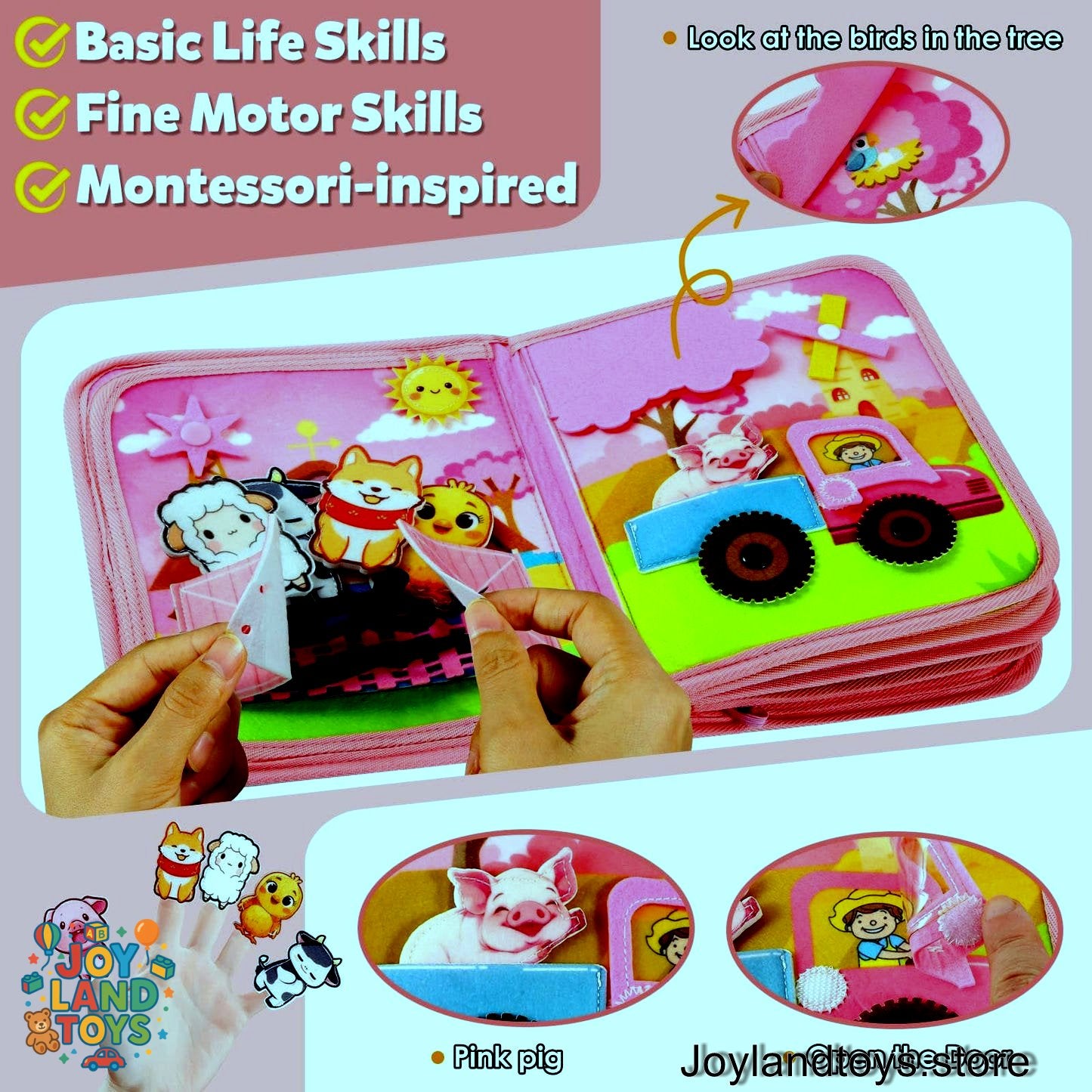 Joy Land Toys – 22-in-1 Montessori Farm Busy Book for Toddlers (Ages 1–3)