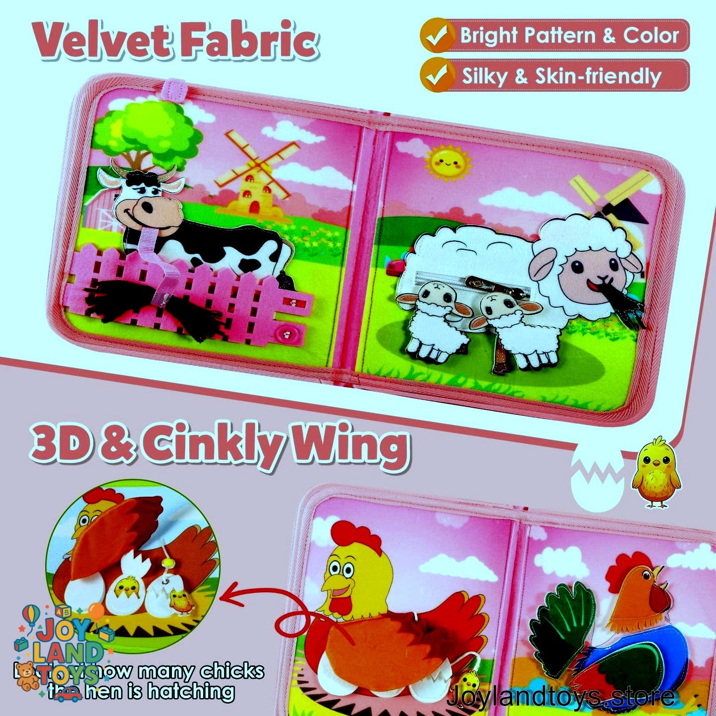 Joy Land Toys – 22-in-1 Montessori Farm Busy Book for Toddlers (Ages 1–3)