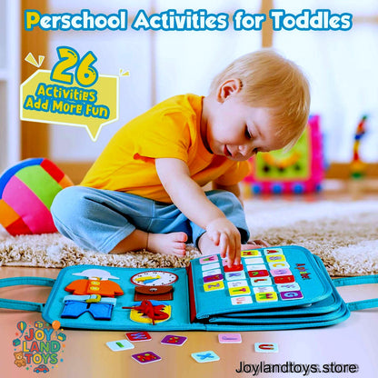 Joy Land Toys Montessori Busy Board for Toddlers – 26-in-1 Educational Learning Toy