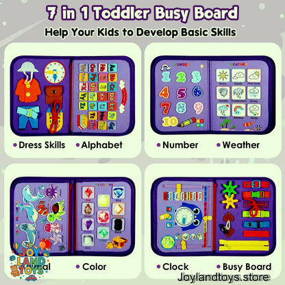 Joy Land Toys Montessori Busy Board for Toddlers – 26-in-1 Educational Learning Toy