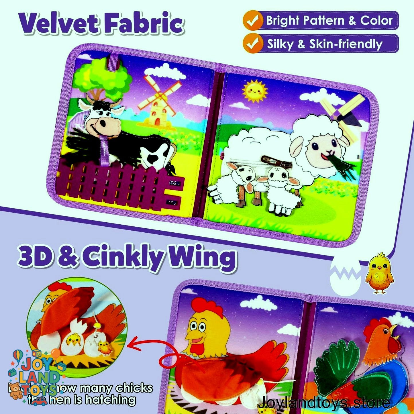 Joy Land Toys – 22-in-1 Montessori Farm Busy Book for Toddlers (Ages 1–3)