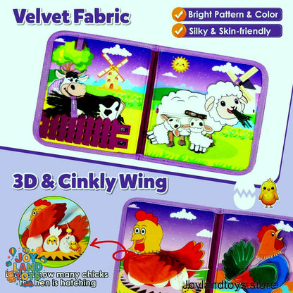 Joy Land Toys – 22-in-1 Montessori Farm Busy Book for Toddlers (Ages 1–3)