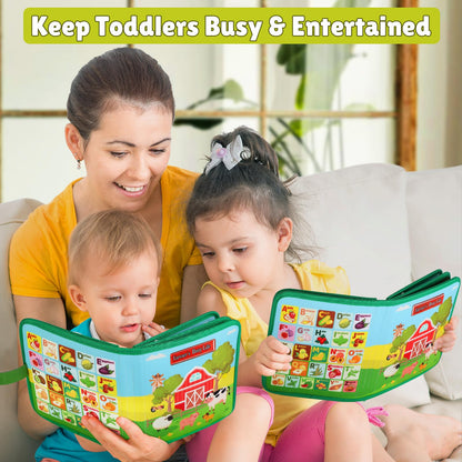 Quanquer Montessori Busy Book for Toddlers 1-3 - Farm Animal Sensory Busy Board for 1 Year Old Boys and Girls, Educational Travel Toy for Airplane Car Activities, Birthday Christmas Toddler Gifts