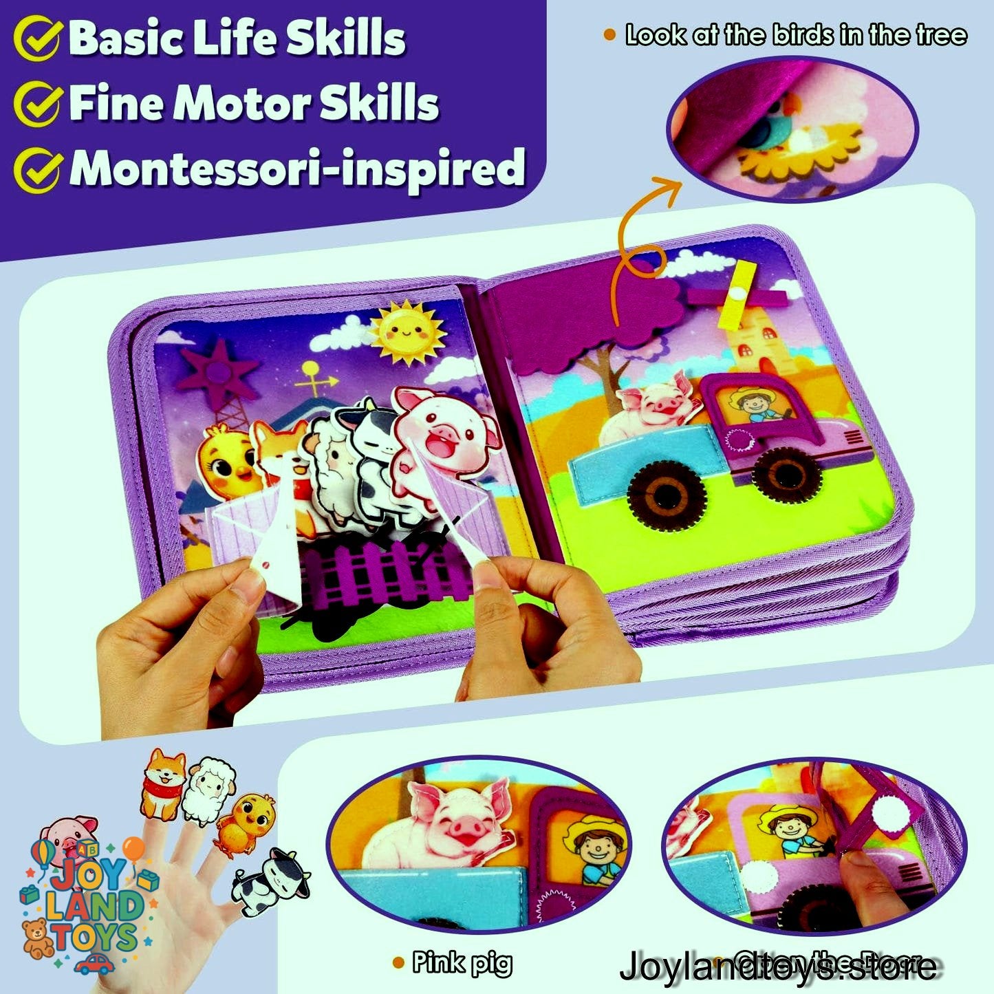 Joy Land Toys – 22-in-1 Montessori Farm Busy Book for Toddlers (Ages 1–3)
