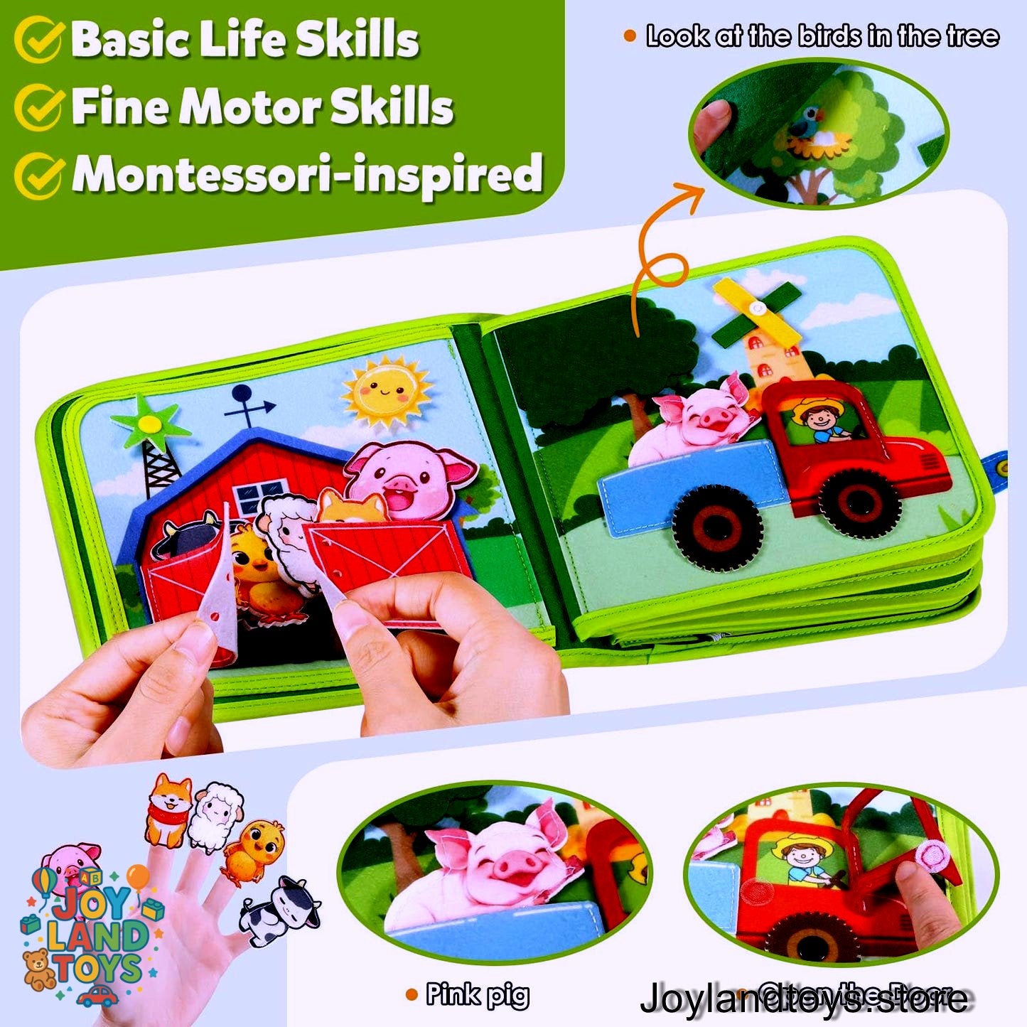 Joy Land Toys – 22-in-1 Montessori Farm Busy Book for Toddlers (Ages 1–3)