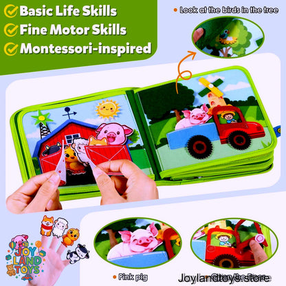 Joy Land Toys – 22-in-1 Montessori Farm Busy Book for Toddlers (Ages 1–3)