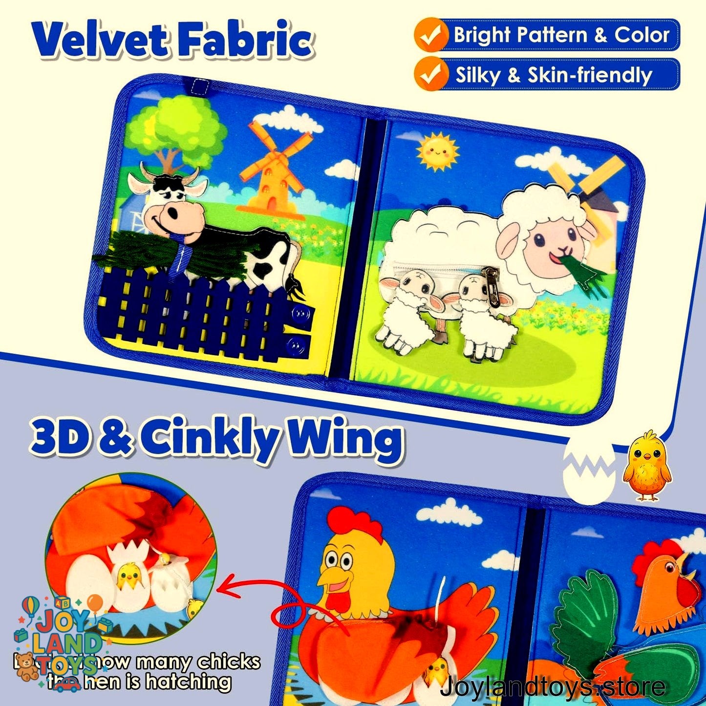 Joy Land Toys – 22-in-1 Montessori Farm Busy Book for Toddlers (Ages 1–3)