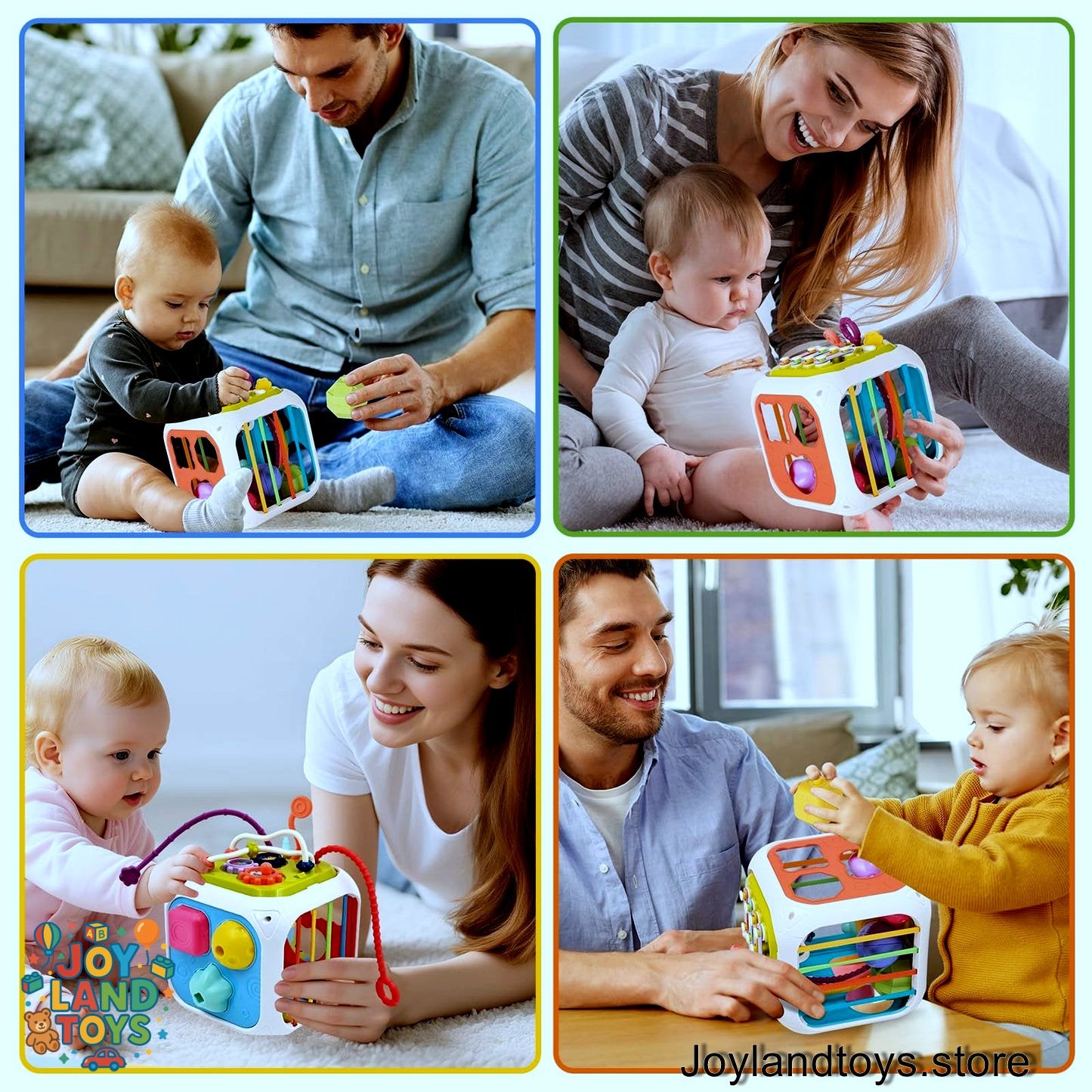Joy Land Toys – Montessori Shape Sorter &amp; Sensory Baby Activity Cube (Educational Toy for 1–2 Year Olds)