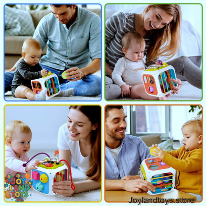 Joy Land Toys – Montessori Shape Sorter &amp; Sensory Baby Activity Cube (Educational Toy for 1–2 Year Olds)