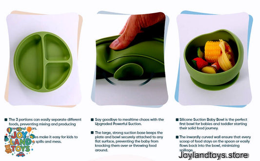 Joy Land Toys – 10-Piece Silicone Baby Feeding Set | Complete Self-Feeding Kit for Infants &amp; Toddlers