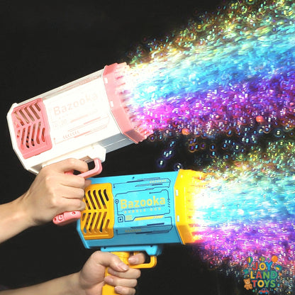 Joy Land Toys Bubble Gun Rocket 69 Holes Soap Bubbles Machine Gun Shape Automatic Blower With Light Toys For Kids Pomperos
