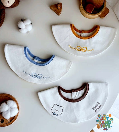 Joy Land Toys Cotton Baby Bib Set (3 Pcs) – Waterproof &amp; Stain-Resistant Infant Feeding Bibs